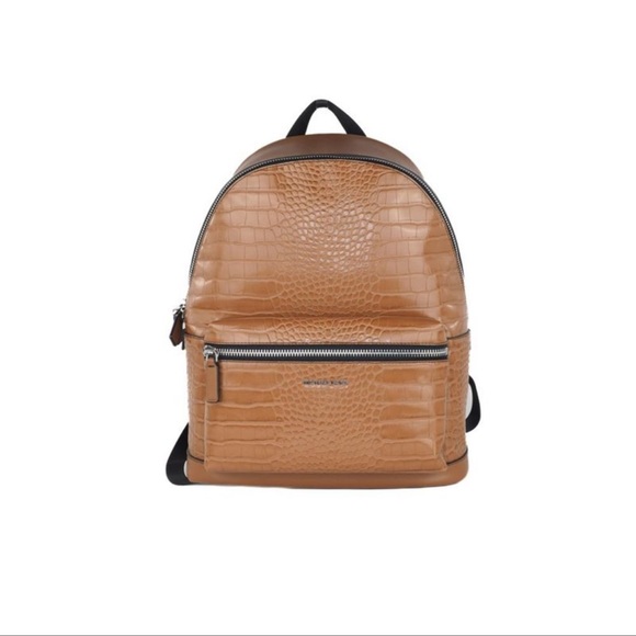 Michael Kors Cooper Crocodile Shoulder Backpack Luggage Brown - Picture 1 of 2